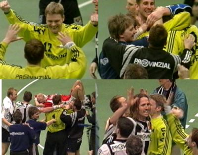 Jubel nach dem Spiel beim THW