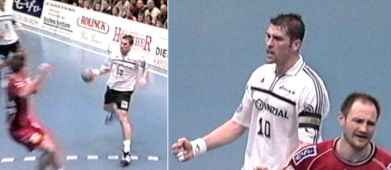 Stefan L�vgren besorgt die 13:12-Pausenf�hrung.