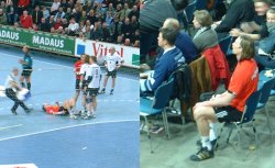 Staffan Olsson musste nach seiner roten Karte die Partie aus der Zuschauerperspektive  erleben.