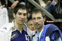 Die Zebras Nikola Karabatic und  Vid Kavticnik traten am Dienstag  mit ihren Nationalteams gegeneinander an.