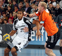 Auch f�r Daniel Narcisse war bereits zum Pausenpfiff Feierabend. Zuvor erzielte der R�ckraumspieler drei Treffer.