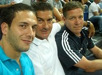 Raul Alonso, Manolo Cadenas und Alfred Gislason beim  L�vgren-Abschiedsspiel.