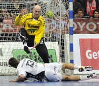 Marcus Ahlm hatte nach f�nf Treffern in den ersten zwanzig Minuten bereits Feierabend.