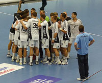 Der Spielerkreis des THW - zufrieden nach einer starken Leistung in Hamm.