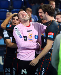 Gro�e Freude bei Montpellier mit dem starken Primoz Prost nach dem Schlusspfiff.