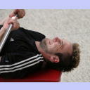 Trainingslager 2005: Neuzugang Viktor Szilagyi stemmt mit schmerzverzerrtem Gesicht eine Hantelstange.