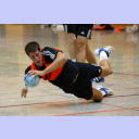 Trainingslager 2005: Neuzugang Kim Andersson wirft im Fallen auf das Tor.