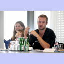 Pressekonferenz 2006: Thierry Omeyer mit Frau und Tochter.