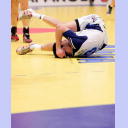 EM 2008: ESP-FRA: Karabatic am Boden.