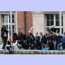 Der Meister und Pokalsieger auf dem Balkon.