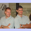 Press conference 2001: Andersson and Fritz.