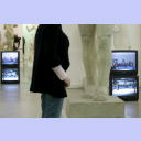 Ungew�hnlicher Schauplatz eines Tischtennis-Duells zweier Weltklasse-Spieler: J�rg Rosskopf (GER) und Jan-Ove Waldner trafen in der Kunsthalle Kiel aufeinander. Monitore �bertrugen das Spiel in alle Ausstellungsr�ume.