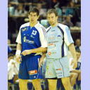 EM 2006: SLO - FRA: Nikola Karabatic und Vid Kavticnik.