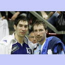 EM 2006: SLO - FRA: Nikola Karabatic und Vid Kavticnik.