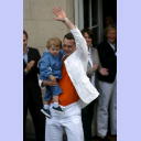 Deutscher Meister 2006! Frode Hagen mit Sohn auf dem Rathausbalkon.