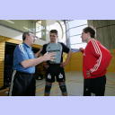 First training: Andersson translates for Serdarusic and Xepkin.