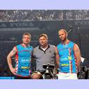 AGK president Jesper Nielsen, Gudjon Valur Sigurdsson and Olafur Stefansson.